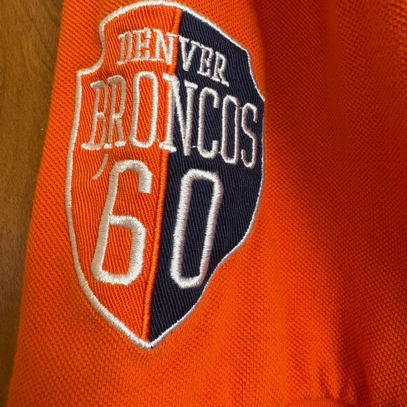 Denver Broncos NFL Team Apparel Rugby Klew Polo Shirt XL Colorblock Orange - Picture 3 of 8